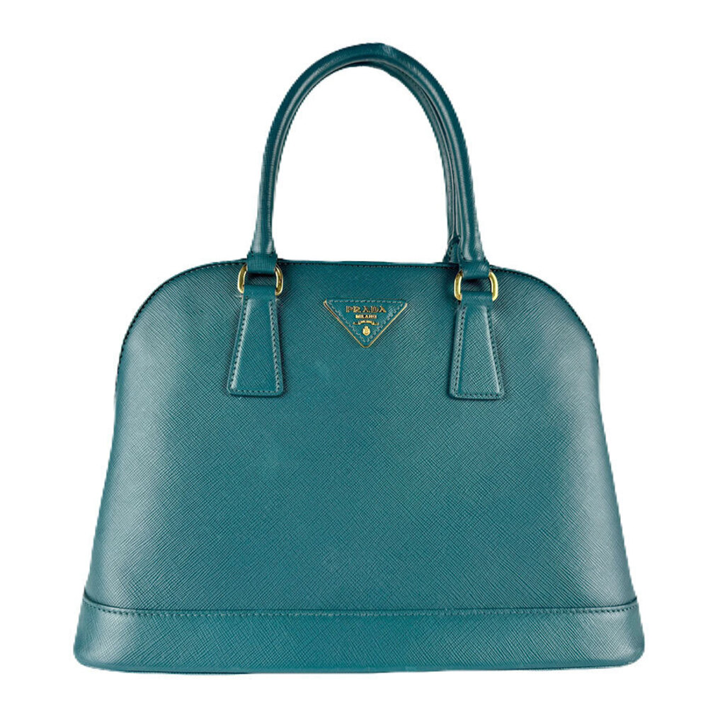Prada 2way Shoulder Bag Leather Dark Blue Green Gold